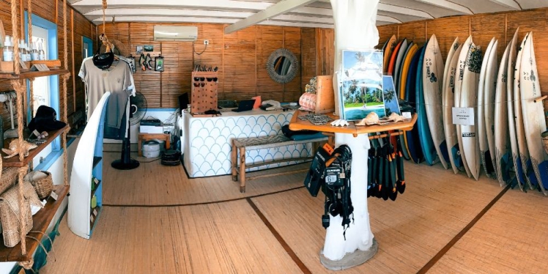 Variety of surfboards available for rent at HT’s Resort for all skill levels